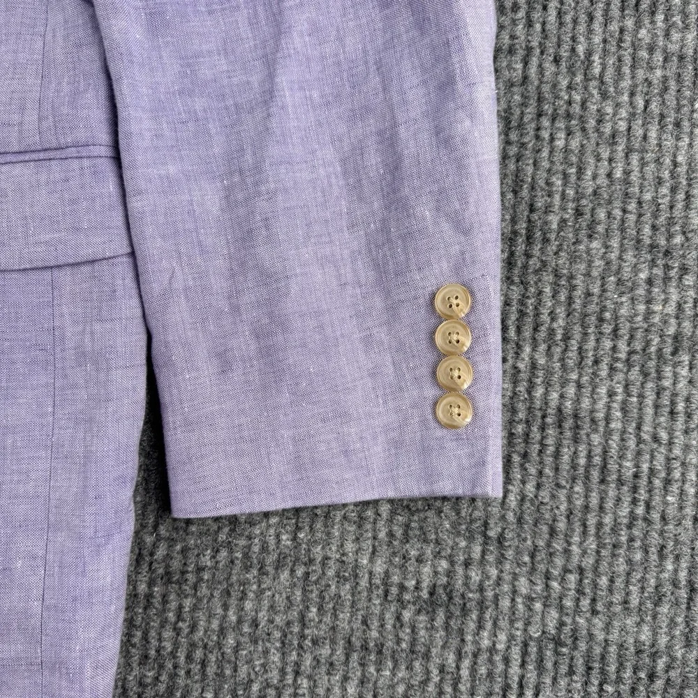 Vintage Lord & Taylor 42R Lavender 100% Linen Sport Coat Blazer Purple Summer